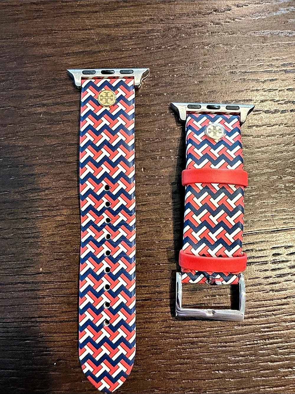 Tory Burch T Monogram Band for Apple Watch Blue & Red